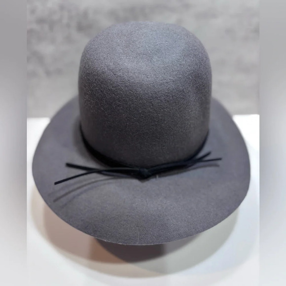 BCBGeneration Dark Grey Women’s Wool Fedora Floppy Hat - Picture 3 of 8